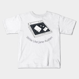 Jane Austen Writing Desk Black and White Sketch Kids T-Shirt